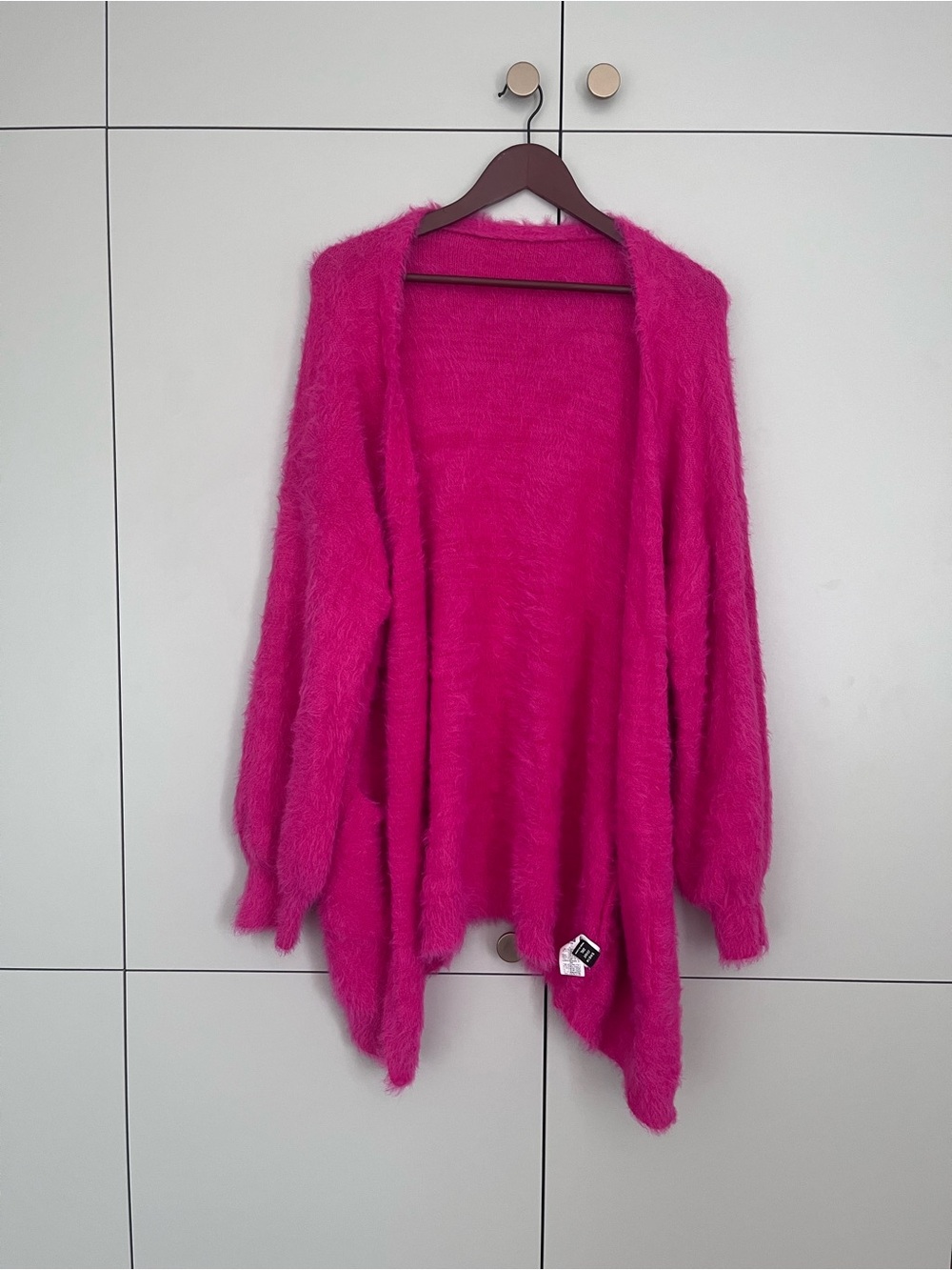 Bright Fuchsia Open-Front Fuzzy Cardigan